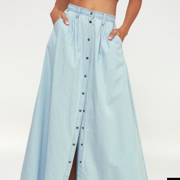 NWT Pistola BAEZ BLUE CHAMBRAY MAXI SKIRT - Picture 3 of 6
